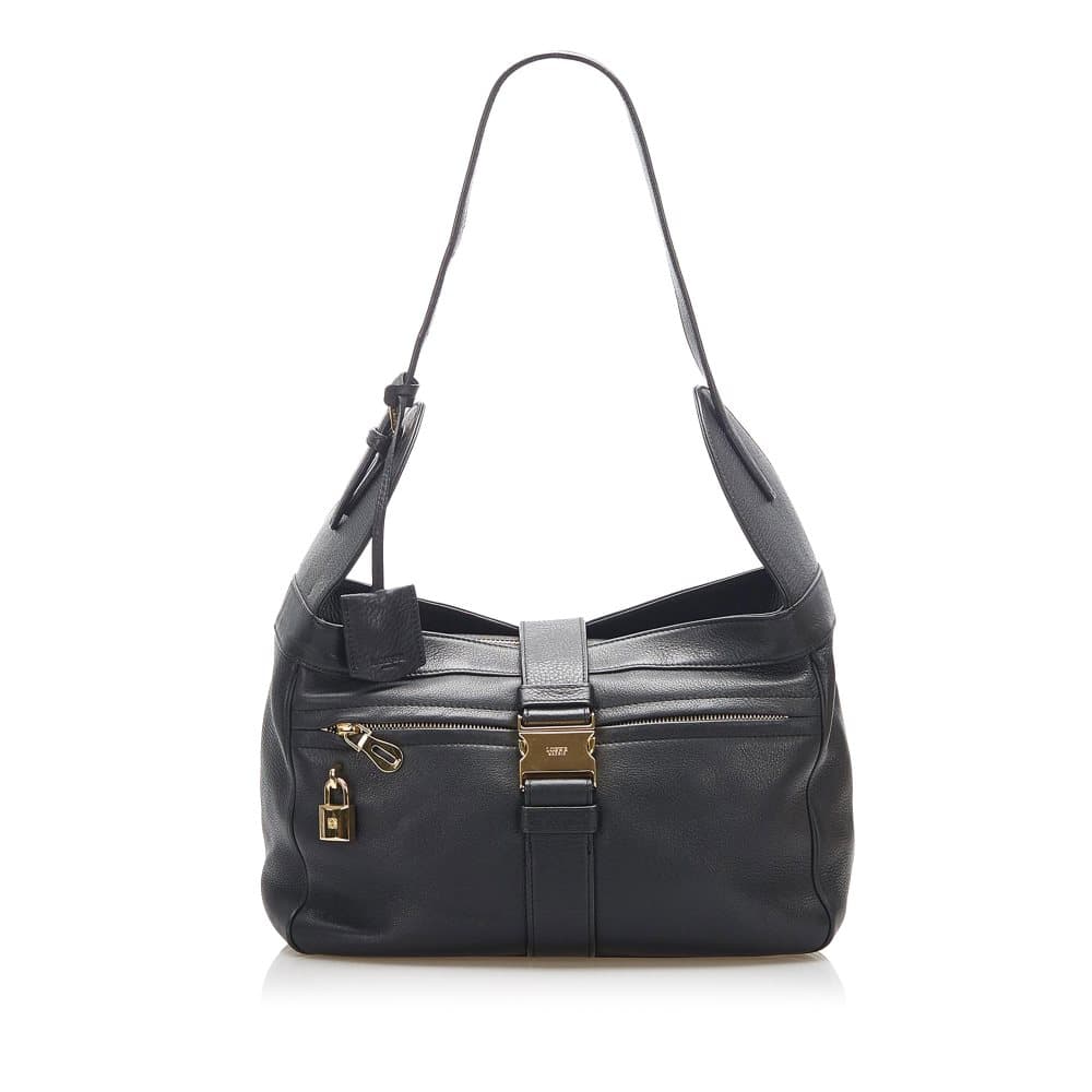 Pre-owned Loewe Leather Shoulder Bag Black