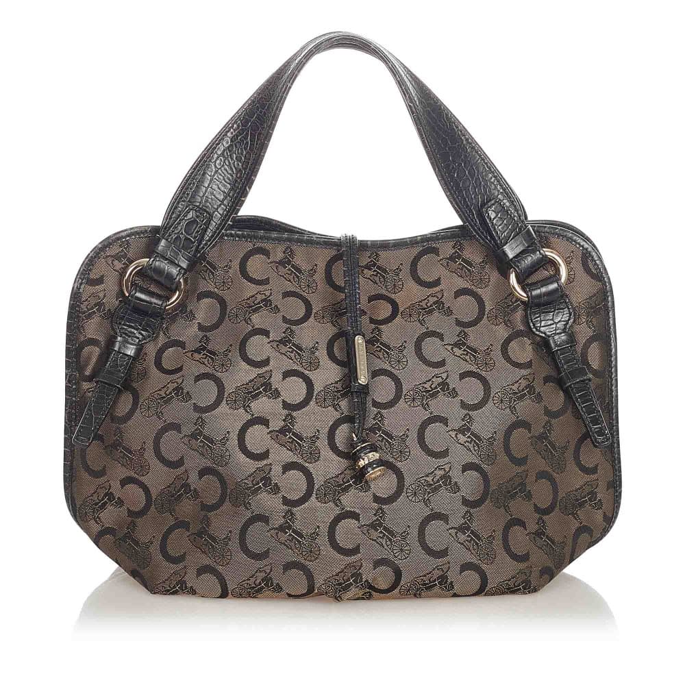 Pre-owned Celine Large C Carriage Bittersweet Canvas Shoulder Bag Brown