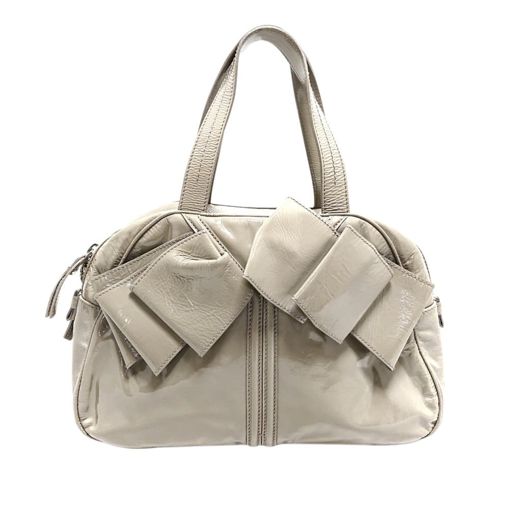 Pre-owned YSL Patent Leather Shoulder Bag Gray