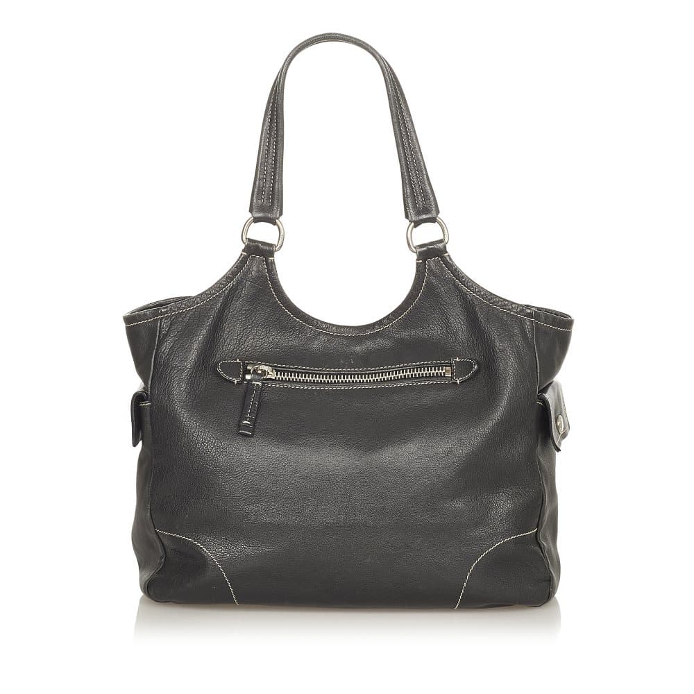 Pre-owned Prada Vitello Daino Shoulder Bag Black