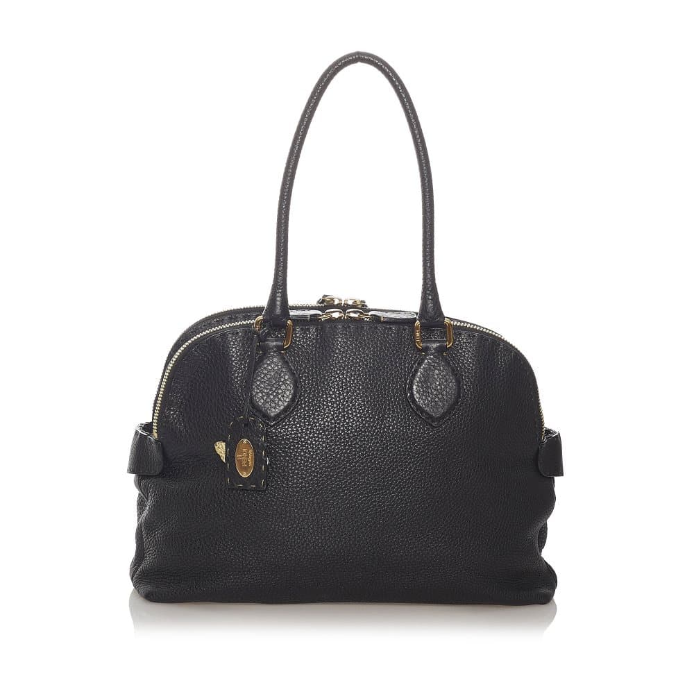 Pre-owned Fendi Selleria Leather Shoulder Bag Black