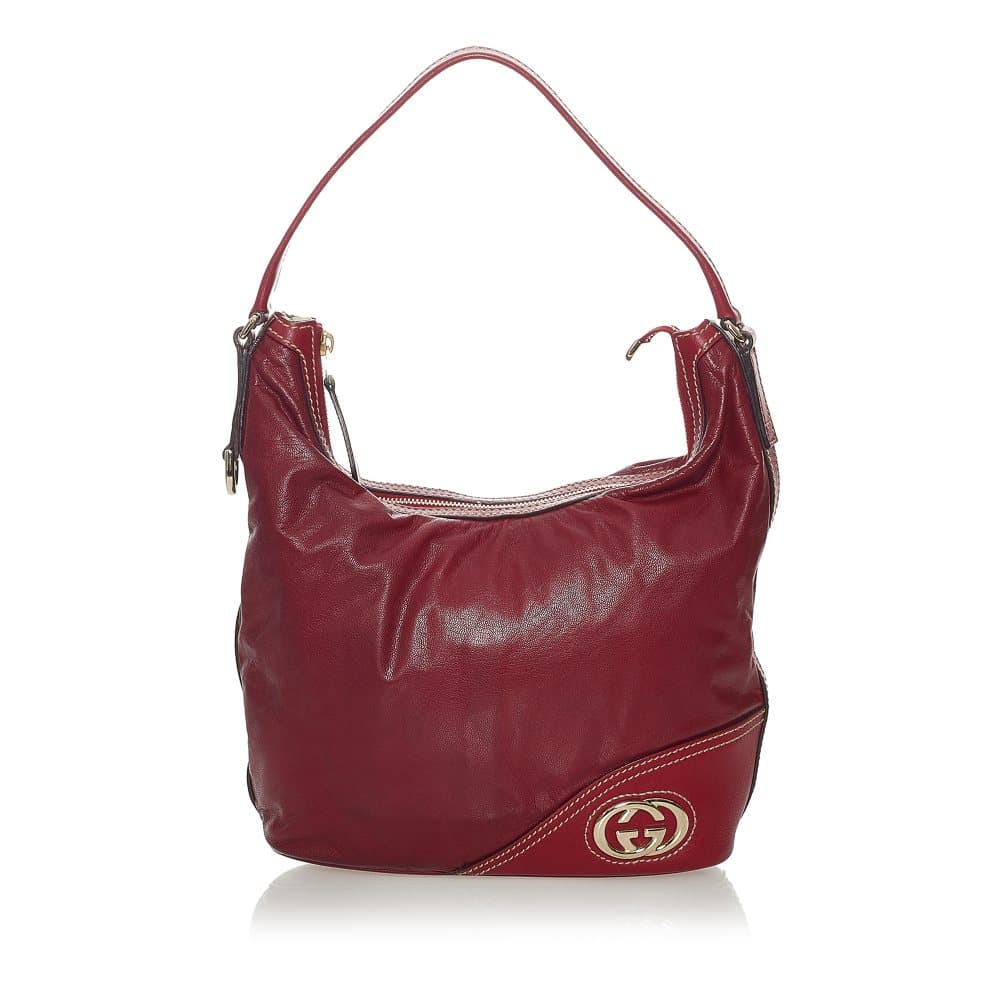 Pre-owned Gucci New Britt Leather Shoulder Bag Red