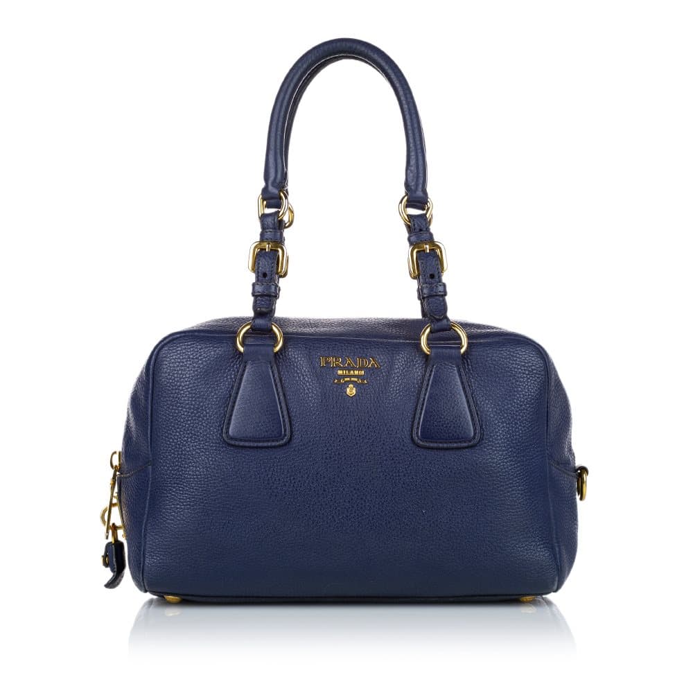 Pre-owned Prada Vitello Daino Shoulder Bag Blue