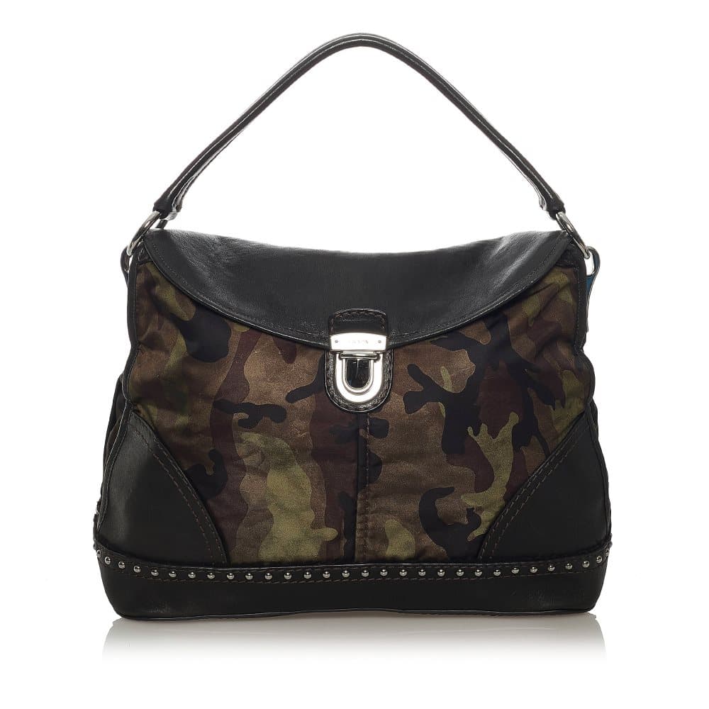 Pre-owned Prada Tessuto Camouflage Shoulder Bag Black