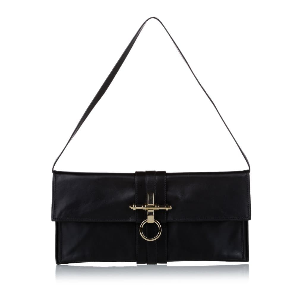 Pre-owned Givenchy Obsedia Leather Shoulder Bag Black