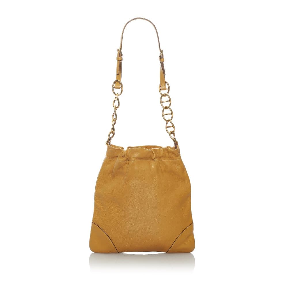 Pre-owned Prada Leather Chain Shoulder Bag Brown