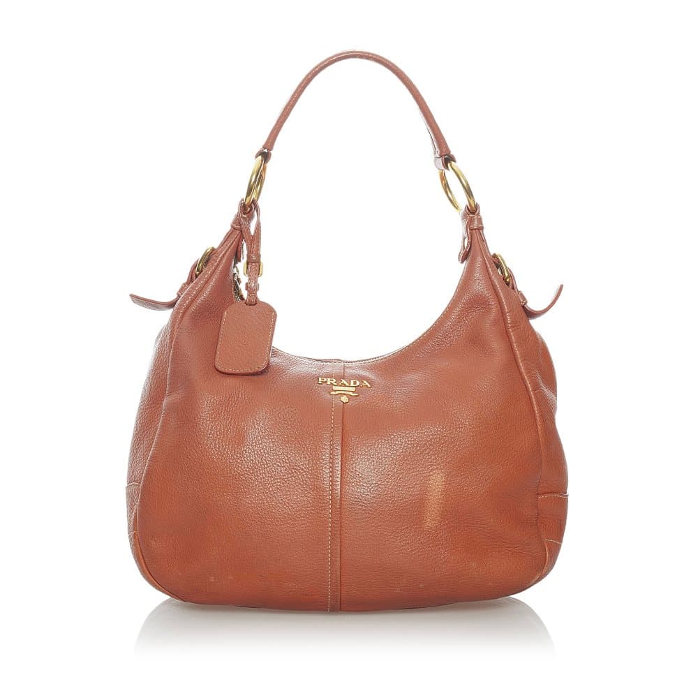 Pre-owned Prada Vitello Daino Shoulder Bag Orange
