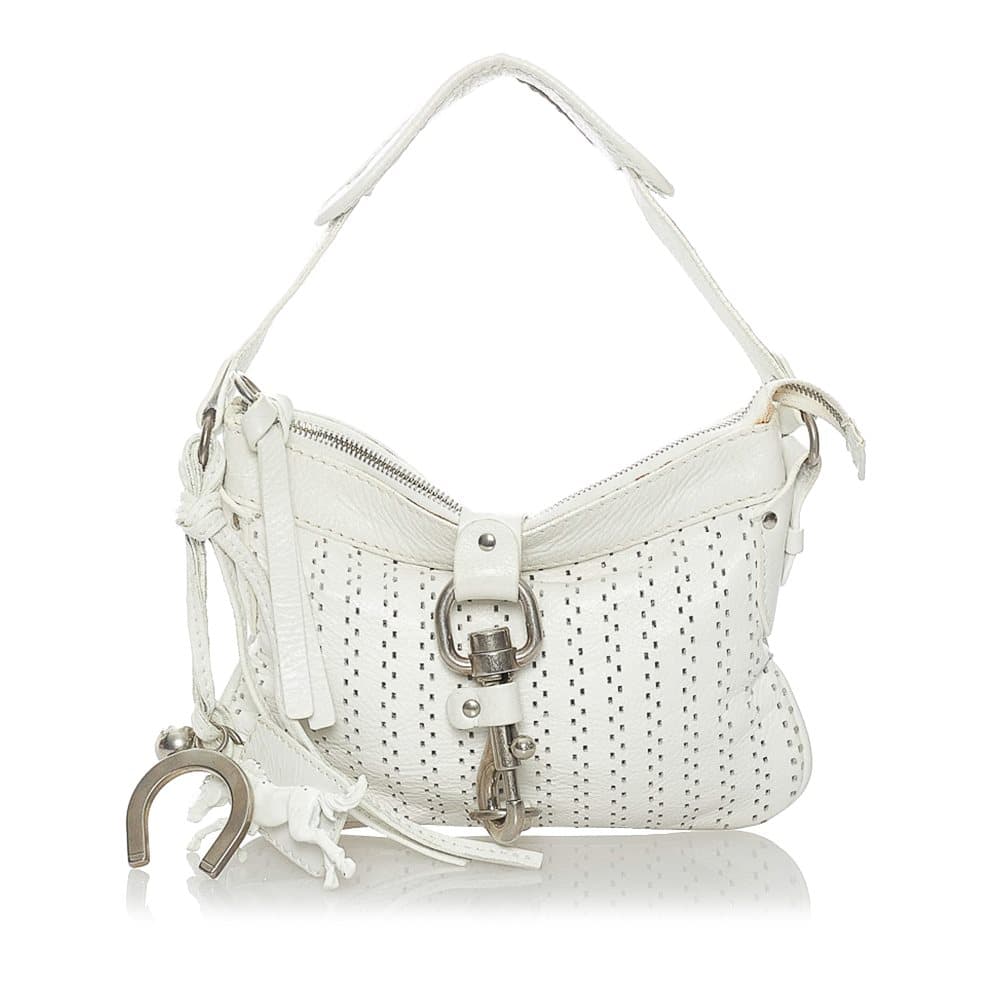 Pre-owned Chloe Kerala Perforated Leather Shoulder Bag White