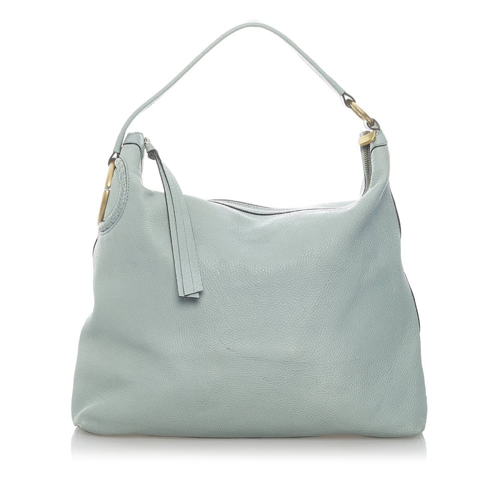 Pre-owned Gucci Twill Leather Shoulder Bag Blue