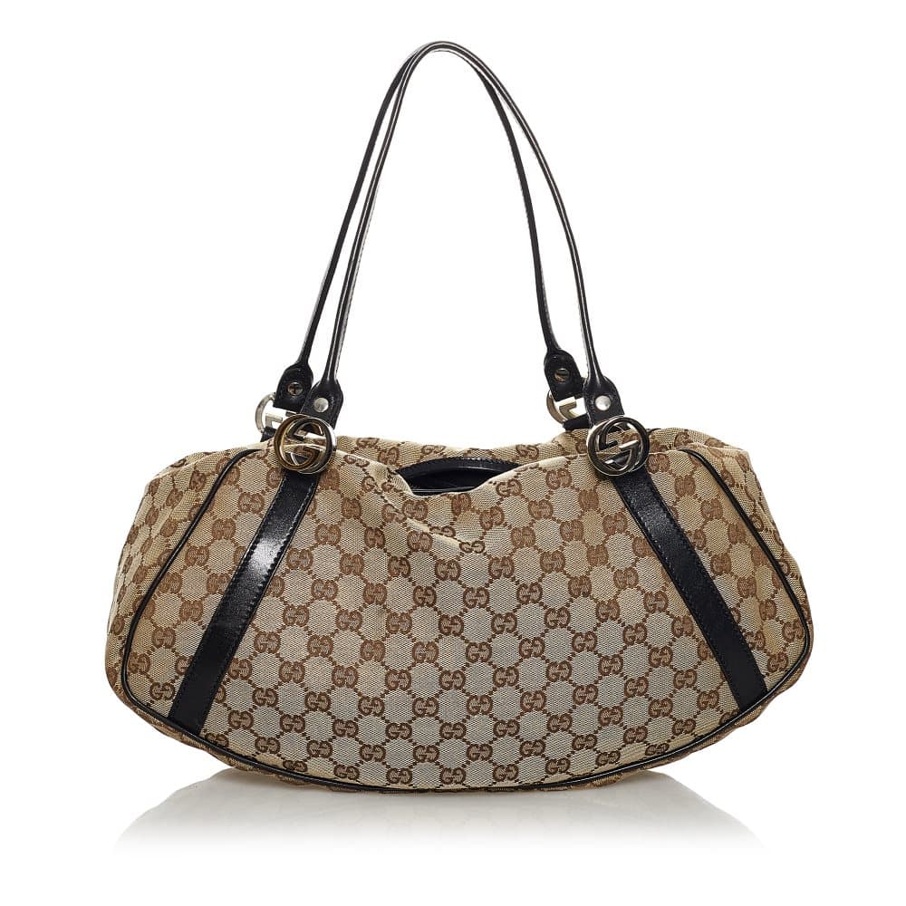 Pre-owned Gucci GG Canvas Twin Shoulder Bag Brown