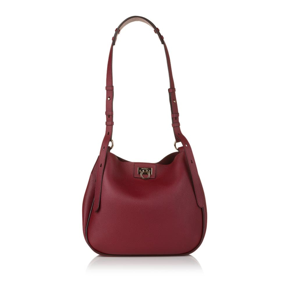 Pre-owned Ferragamo Gancini Leather Shoulder Bag Red
