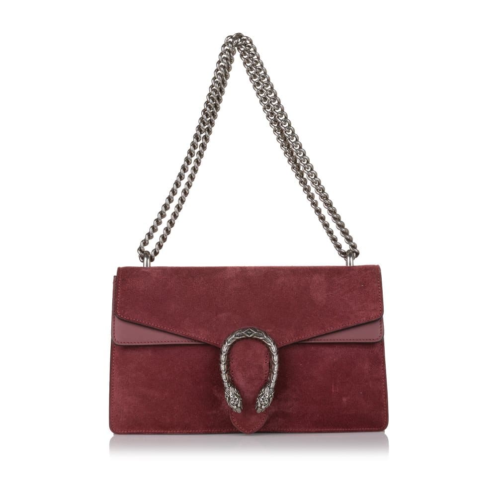 Pre-owned Gucci Dionysus Suede Leather Shoulder Bag Red