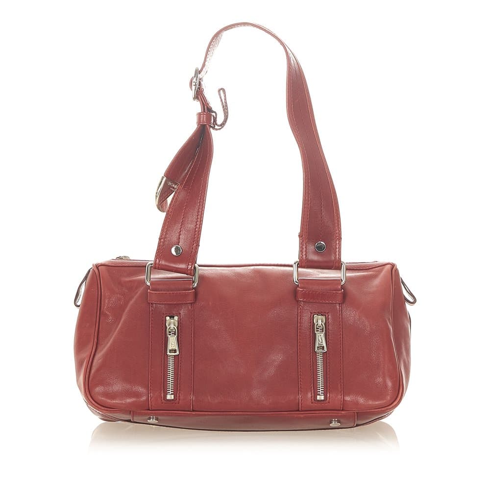Pre-owned YSL Leather Shoulder Bag Red