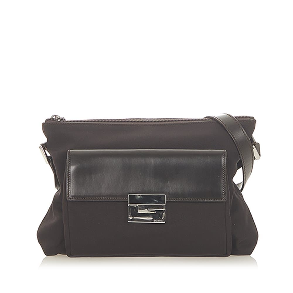 Pre-owned Gucci Nylon Shoulder Bag Brown