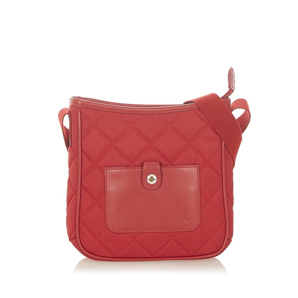 Pre-owned Burberry Quilted Nylon Shoulder Bag Red