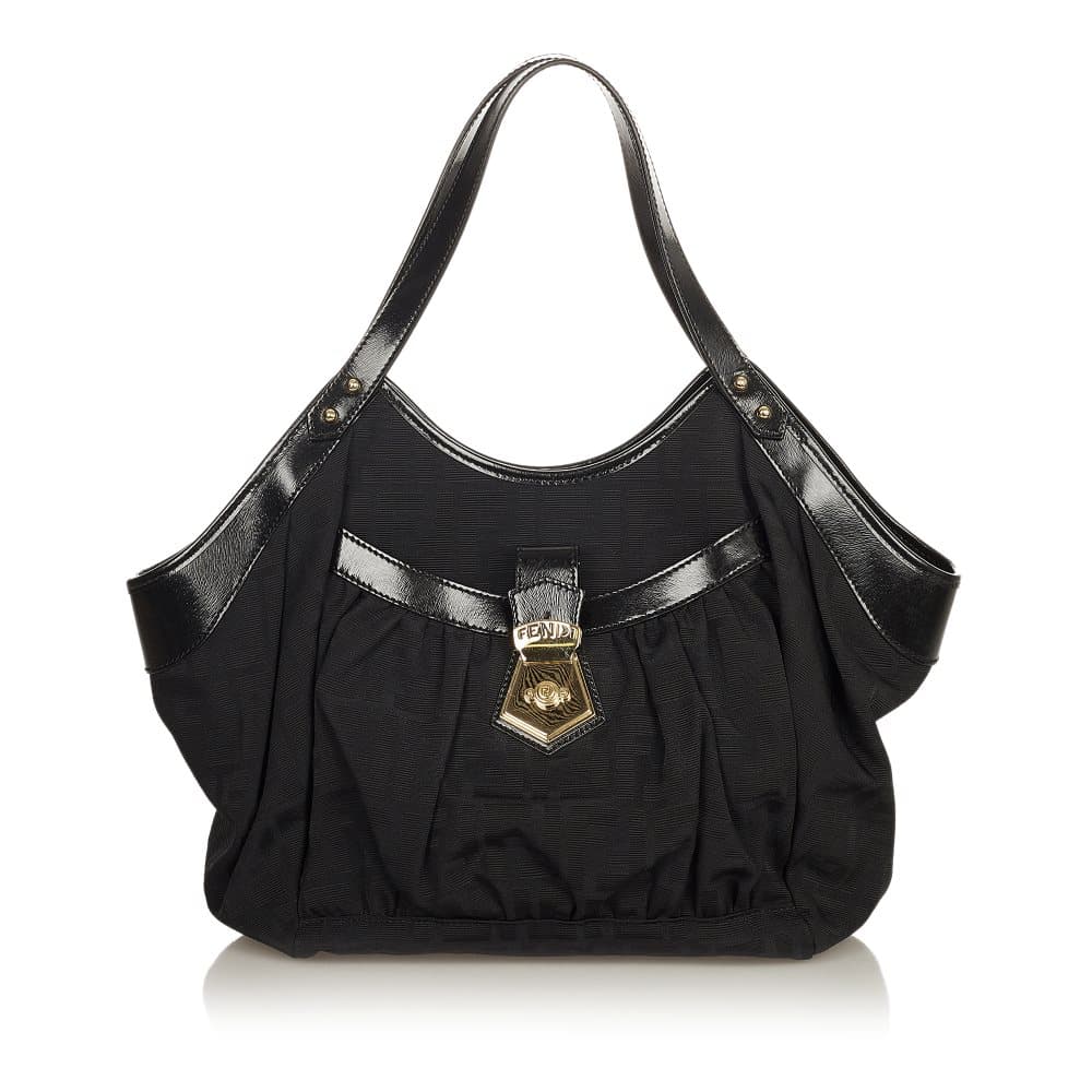 Pre-owned Fendi Zucca Canvas Shoulder Bag Black