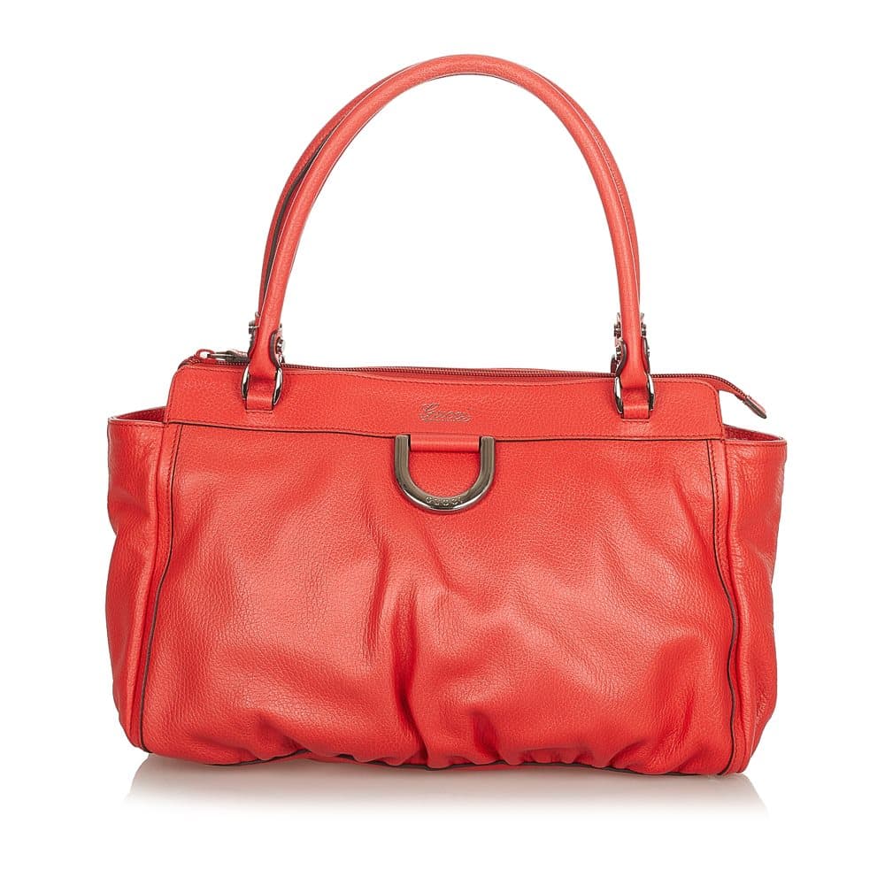 Pre-owned Gucci Abbey D-Ring Leather Shoulder Bag Red
