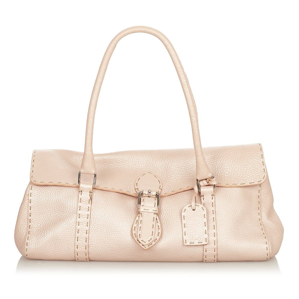 Pre-owned Fendi Selleria Linda Leather Shoulder Bag Pink
