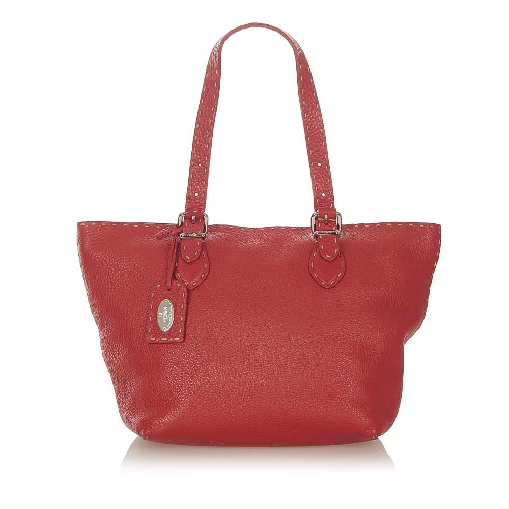 Pre-owned Fendi Selleria Leather Shoulder Bag Red