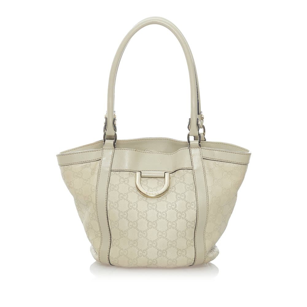 Pre-owned Gucci Guccissima Abbey D-Ring Shoulder Bag White