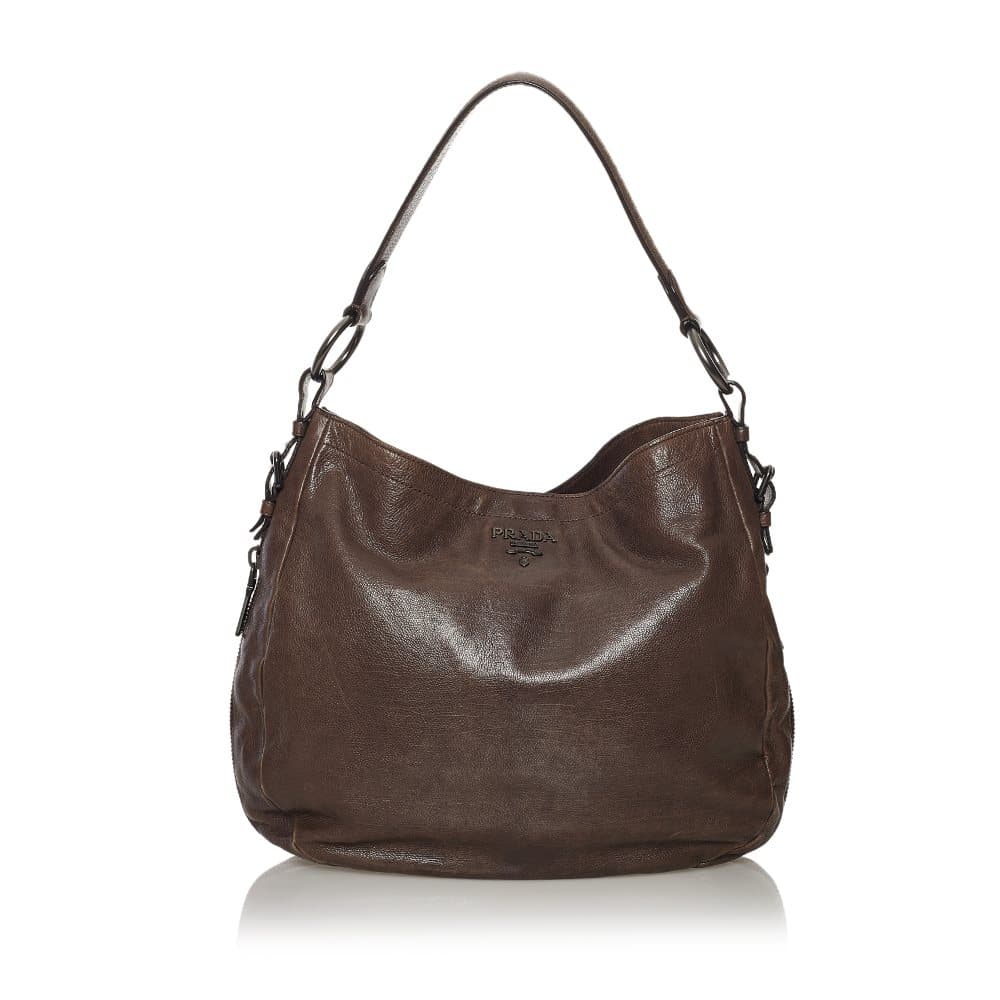 Pre-owned Prada Vitello Daino Shoulder Bag Brown