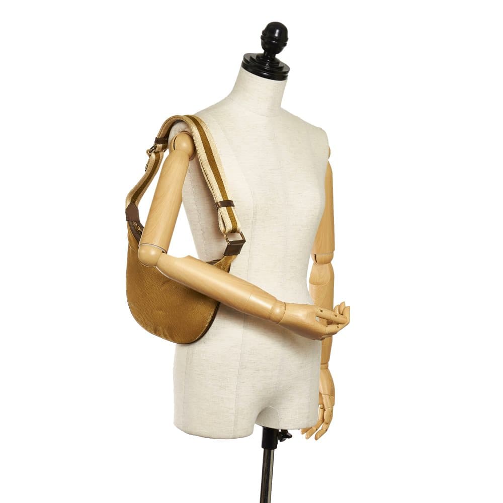 Pre-owned Gucci Web Nylon Shoulder Bag Brown