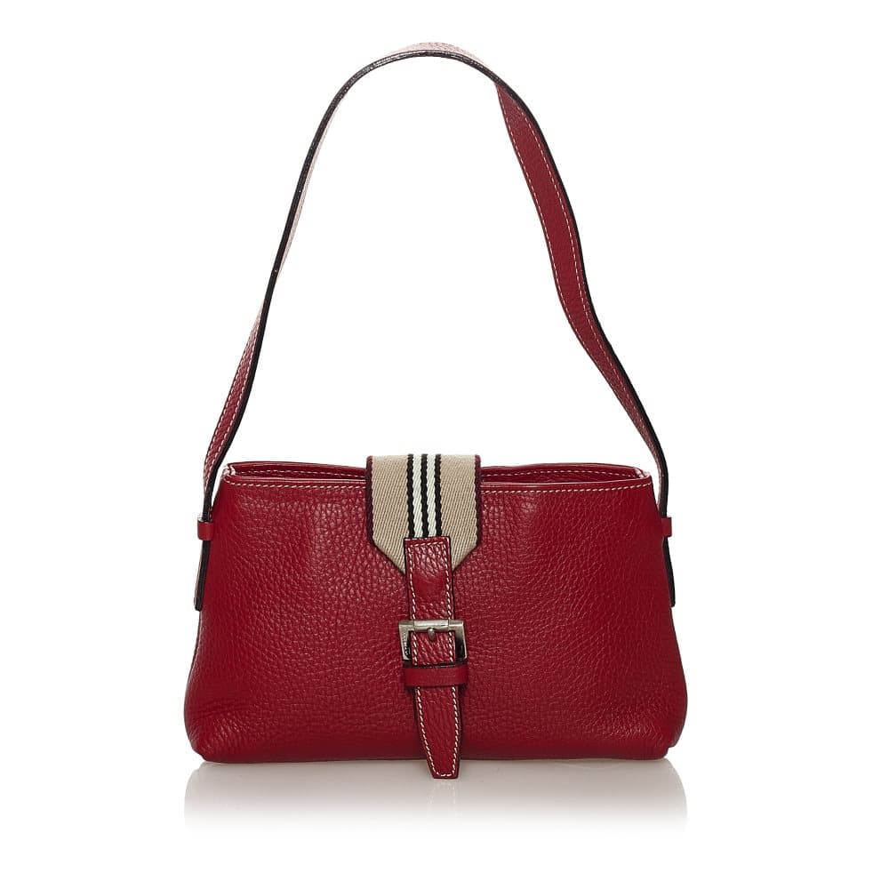 Pre-owned Burberry Leather Shoulder Bag Red