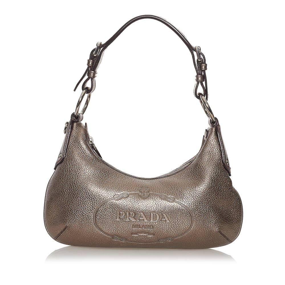 Pre-owned Prada Vitello Daino Canapa Logo Shoulder Bag Brown