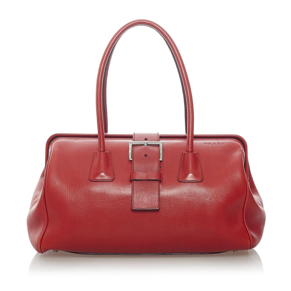 Pre-owned Prada Leather Shoulder Bag Red