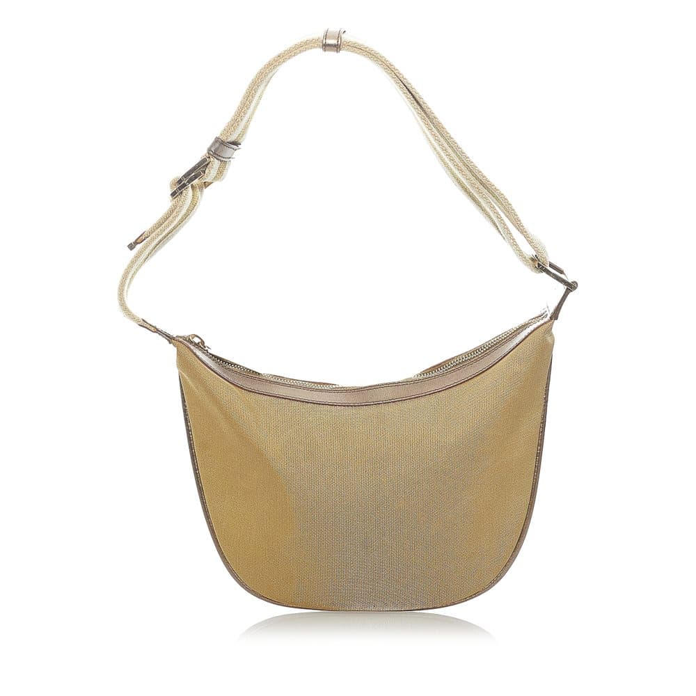Pre-owned Gucci Web Canvas Shoulder Bag Gold