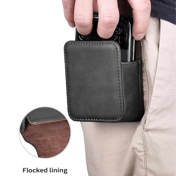 PULOKA Galaxy Z Flip 4/Z Flip 3 Bältesväskor Holster Vertical - Brun