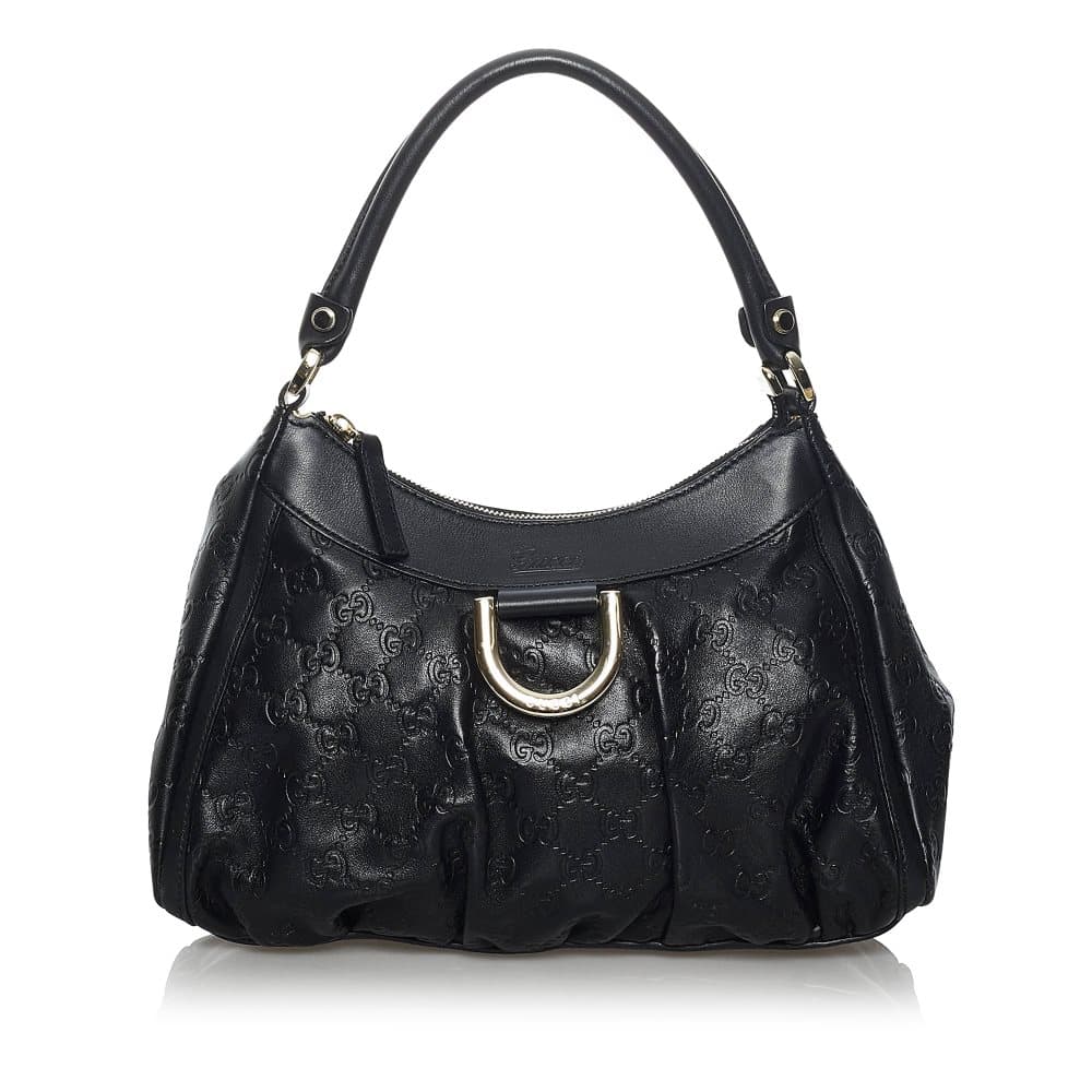 Pre-owned Gucci Guccissima Abbey D-Ring Shoulder Bag Black