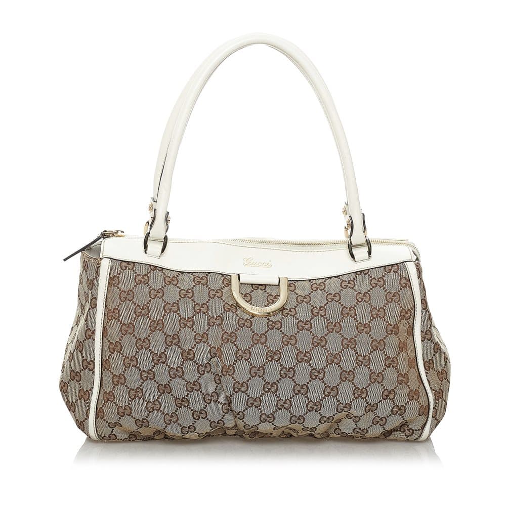 Pre-owned Gucci GG Abbey D-Ring Canvas Tote Bag Brown