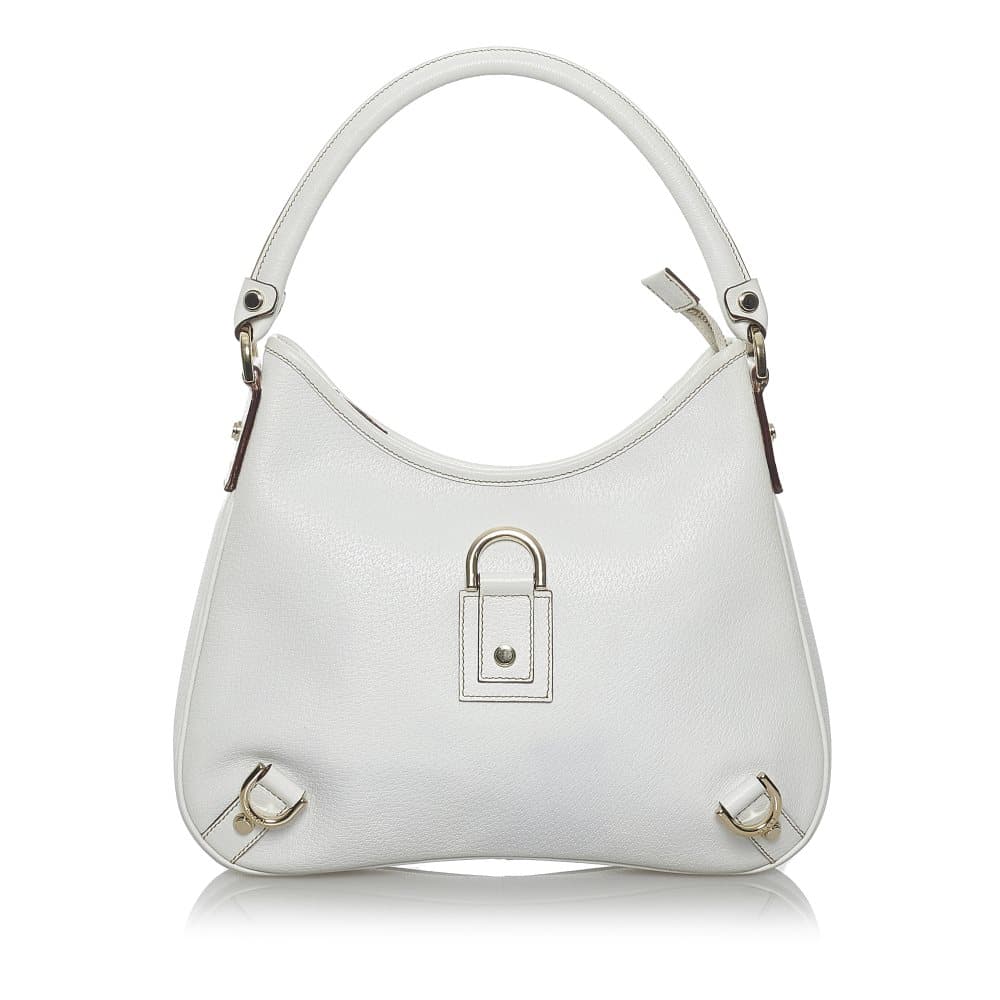 Pre-owned Gucci Abbey Leather Shoulder Bag White
