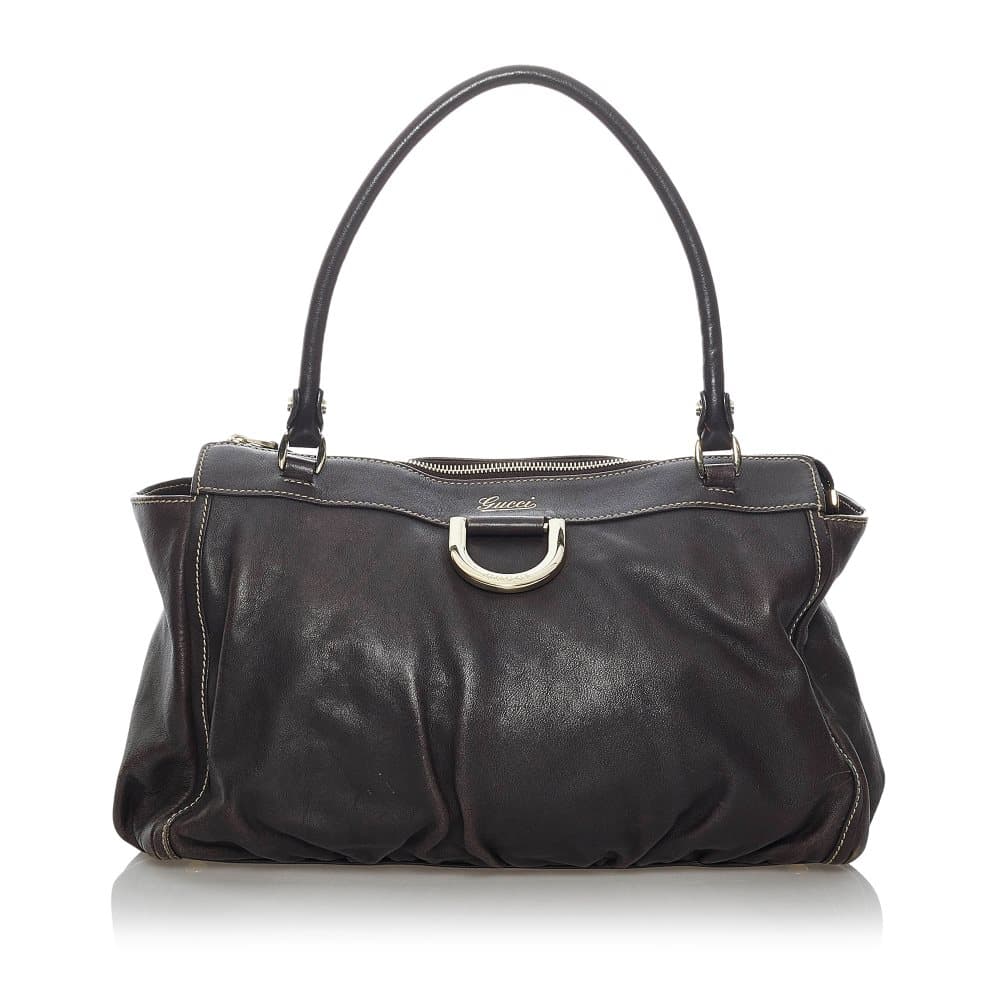 Pre-owned Gucci Abbey D-ring Leather Shoulder Bag Brown