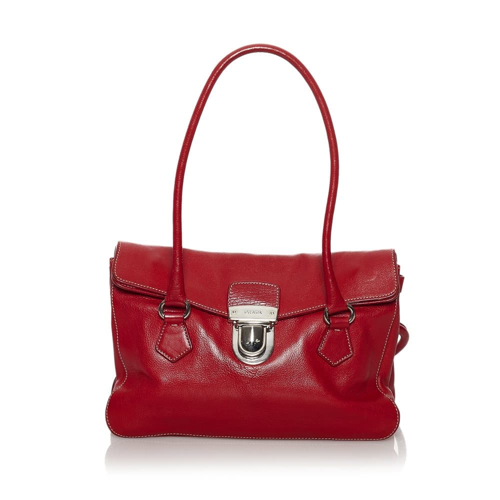 Pre-owned Prada Easy Leather Shoulder Bag Red