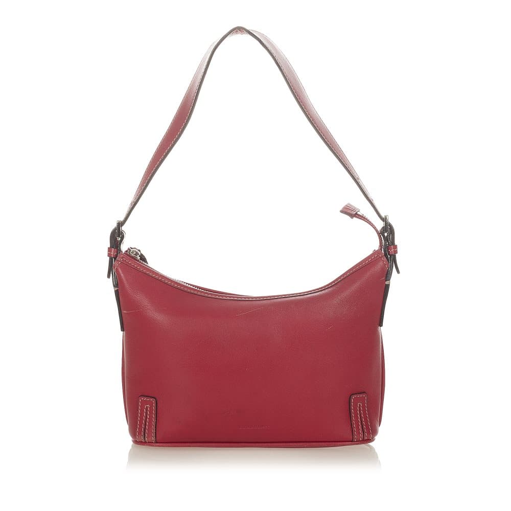 Pre-owned Burberry Leather Shoulder Bag Red