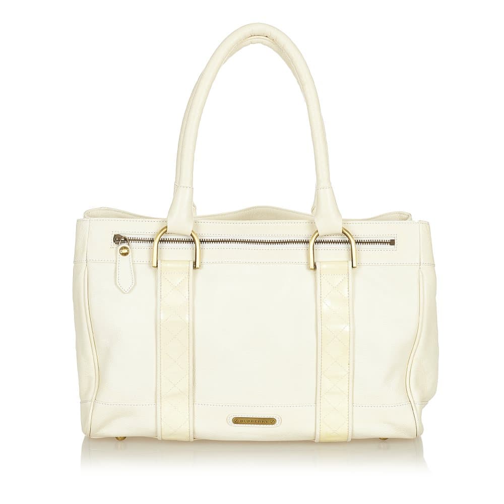 Pre-owned Burberry Leather Shoulder Bag White
