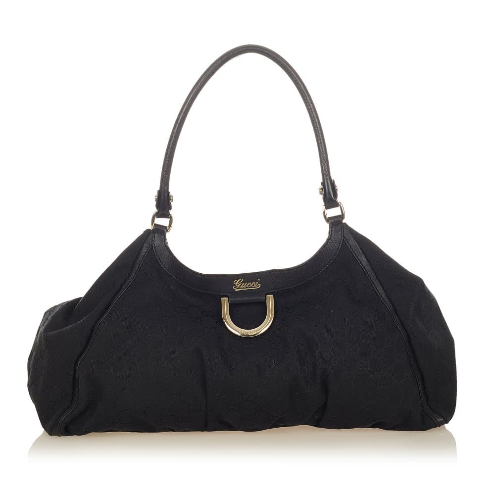 Pre-owned Gucci GG Canvas Abbey D-Ring Shoulder Bag Black