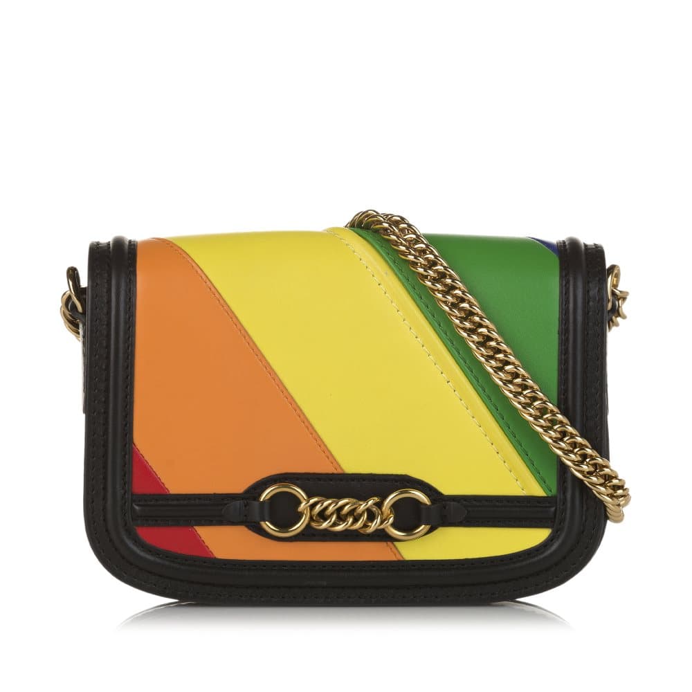 Pre-owned Burberry Rainbow Link Leather Shoulder Bag Multi