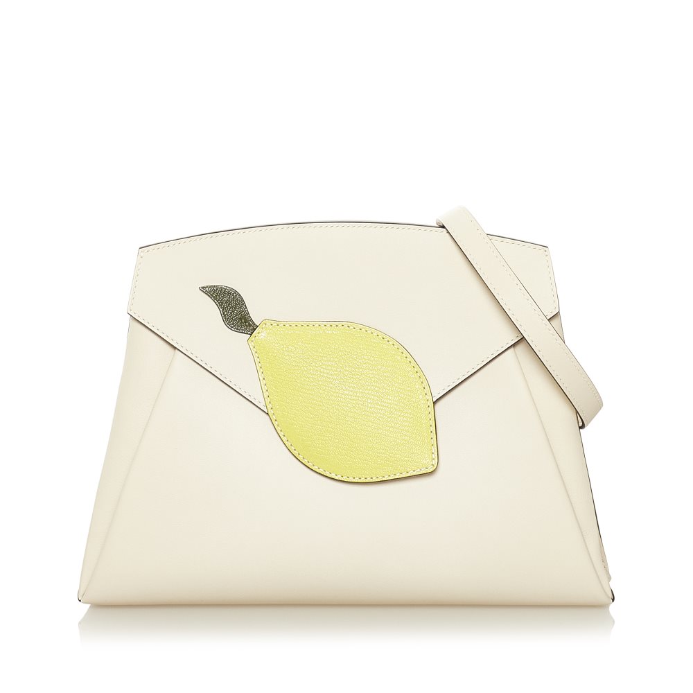 image of Pre-owned Hermes Tutti Frutti Lemon Leather Shoulder Bag White