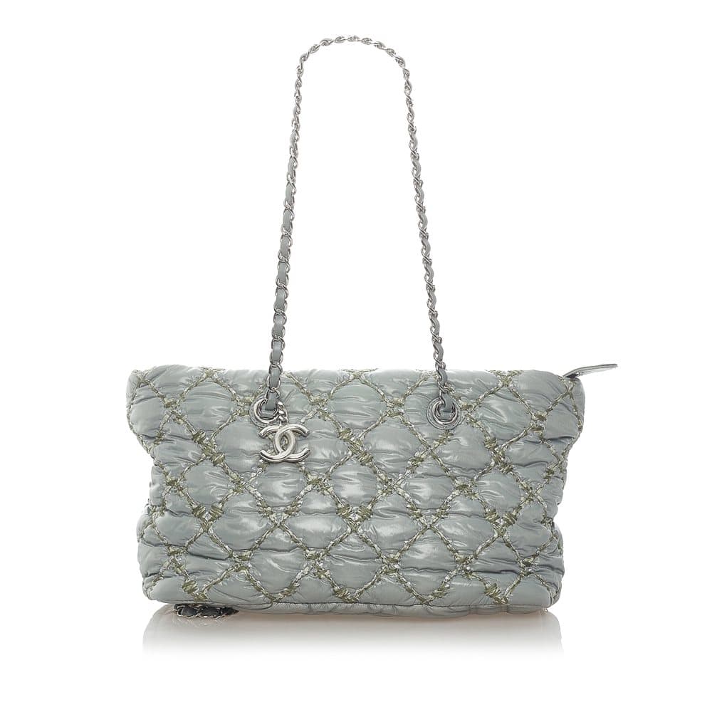 Pre-owned Chanel Paris-Byzance Tweed On Stitch Shoulder Bag Gray