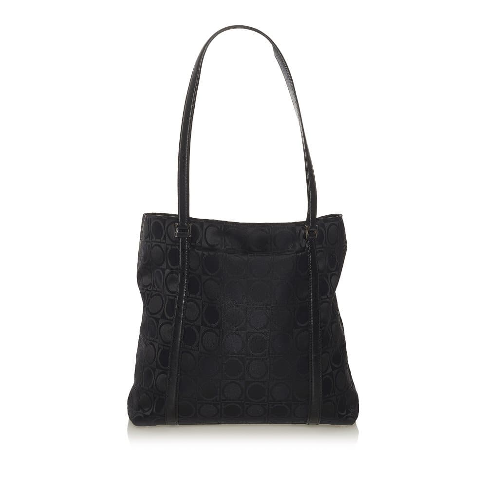 Pre-owned Ferragamo Gancini Nylon Shoulder Bag Black