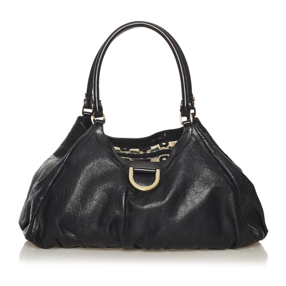 Pre-owned Gucci Abbey Guccissima Shoulder Bag Black
