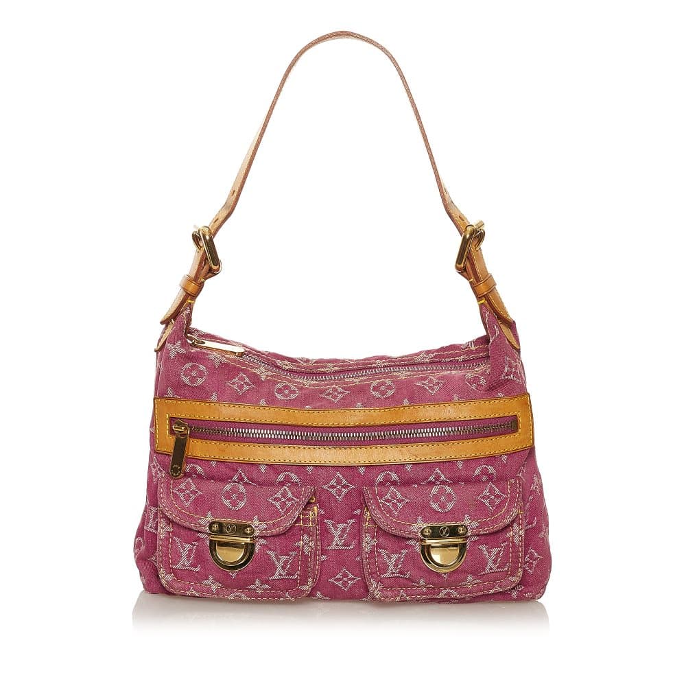 Pre-owned Louis Vuitton Monogram Denim Baggy PM Pink