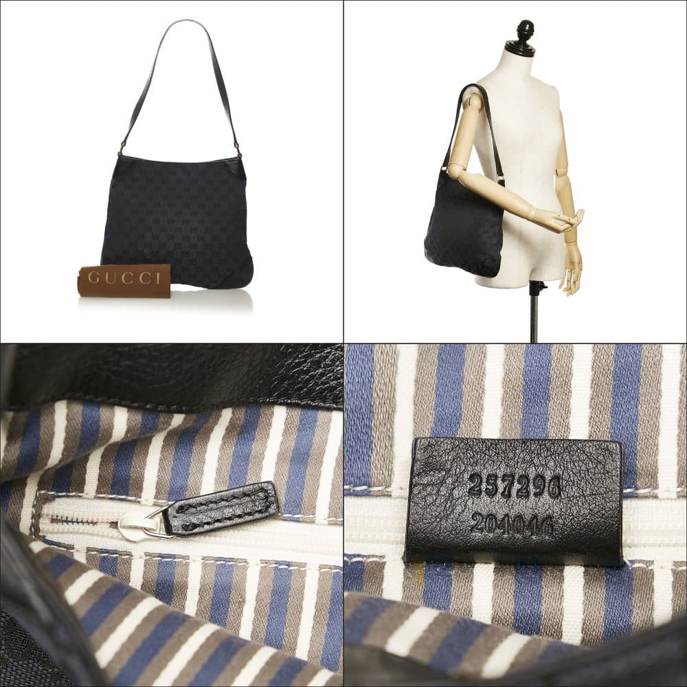 Pre-owned Gucci GG Canvas Shoulder Bag Black