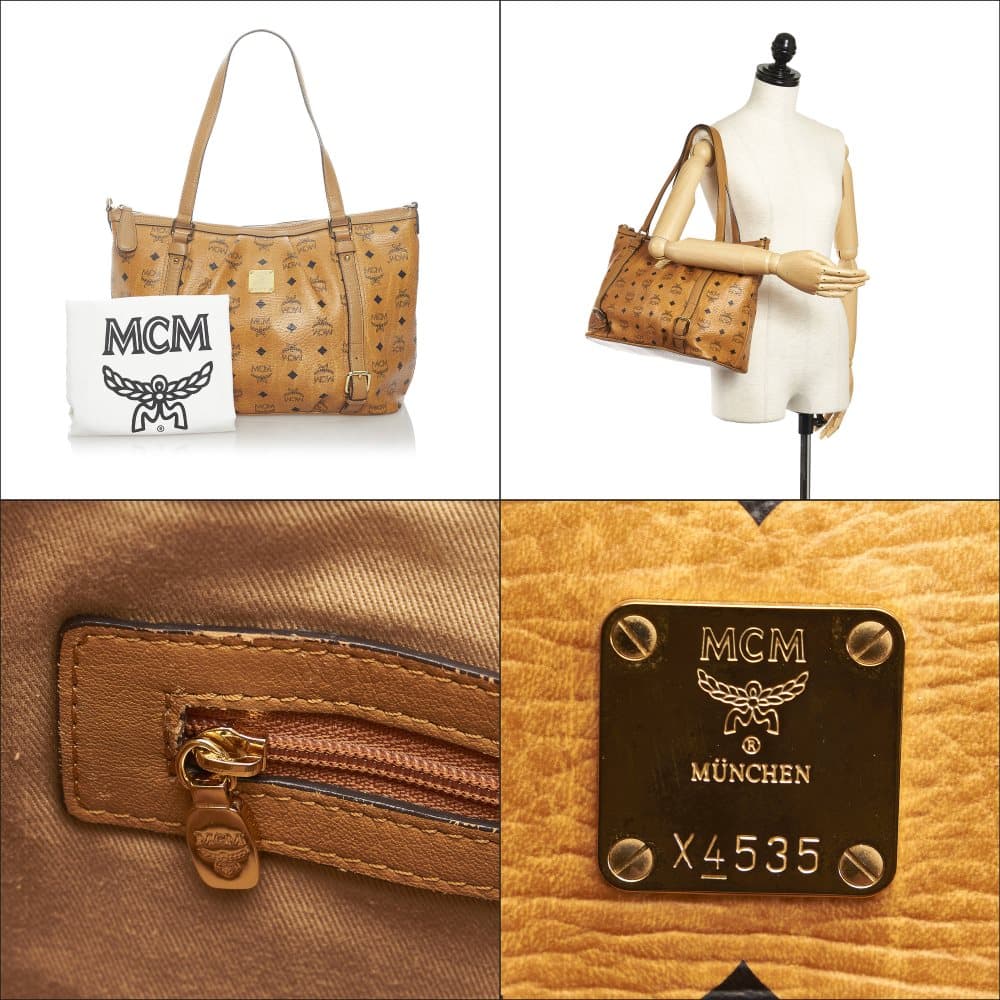 Pre-owned MCM Visetos Leather Shoulder Bag Brown