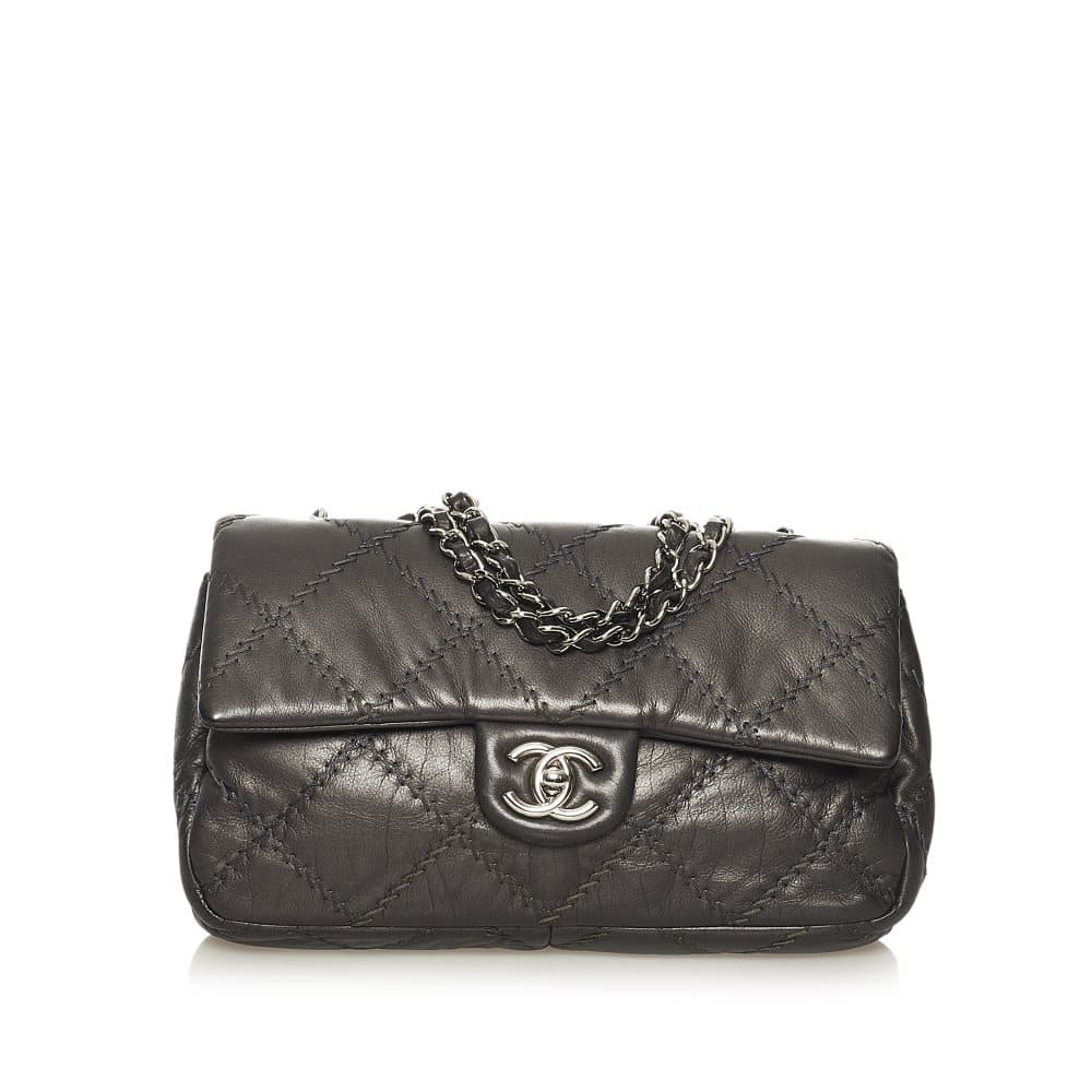 Pre-owned Chanel Ultra Stitch Flap Shoulder Bag Gray