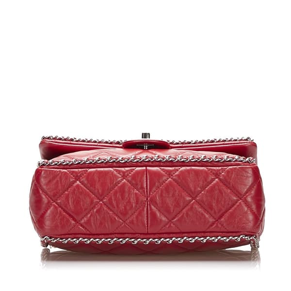 Pre-owned Chanel Crumpled Chain All Over Flap Red