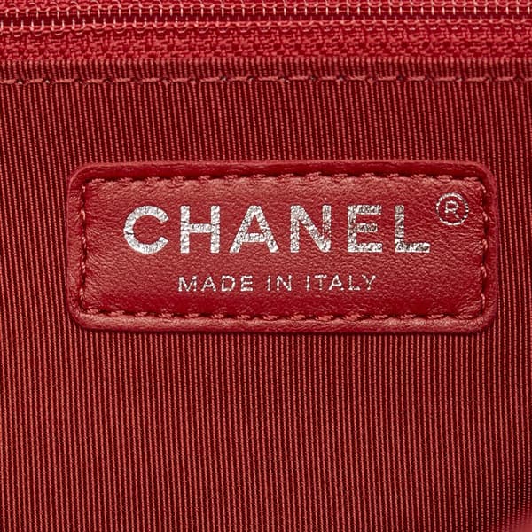 Pre-owned Chanel Crumpled Chain All Over Flap Red